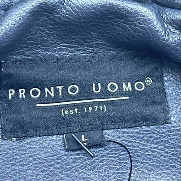 Pronto Uomo Mens Black Faux Leather Quilted Vest With Pockets Sz L - New - Picture 7 of 11